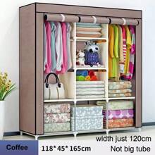 Economic & Simple Cloth Wardrobe Storage Cabinet For Home Bedroom, Dust-Proof & Modern Design, Sturdy & Durable Closet Organizer For Renting & Home Use - Brown - View 7