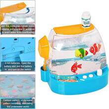 Mini Pecera EléctricaJuguete de Acuario Artificial, Pesca Magnético, Experiencia Alimentación Interactiva para Niños, Acuario para Niños, Juguetes para La Piscina Pesca - Marrón - Ver 5