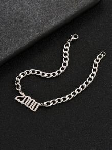 1 Pc Modern Minimalist Style Steel Color Year Digital Time Stick Chain Bracelet Men's Daily Life - Silver - View 3