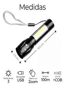 Mini LED Rechargeable Tactical Lamp With Side Flashlight, Pocket Tactical Lamp - Army Green - View 2