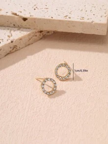 KWHY 1 Pair Fashionable Round Cubic Zirconia Stud Earrings, Suitable For Women's Daily Wear