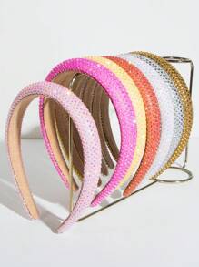 1件女士韓國風海綿&寶石裝飾髮箍 - 彩色 - 查看 11