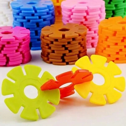 Christmas Decoration 50pcs Large Snowflake Building Blocks, Interlocking Plastic Disc Toys For Creative Construction, Stem Learning, Suitable For Children, Teenagers, Adults, Boys And Girls, A Must-Have For Kindergarten Classroom School, Student,Stationery,School Supplies,Education Toys,Kids Stacking Toys,Children Toys
