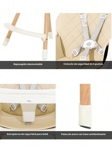 Silla Alta Reforzada Bebe 6 Meses A 3 Años Ajustable 4 En 1 - Beis - Ver 4
