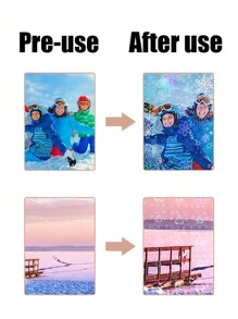 10 张全息贴纸透明 A4 乙烯基贴纸自粘防水透明膜，带有心形、雪花图案，11.8 X 8.3 英寸，可用于保护书籍、照片、明信片等。