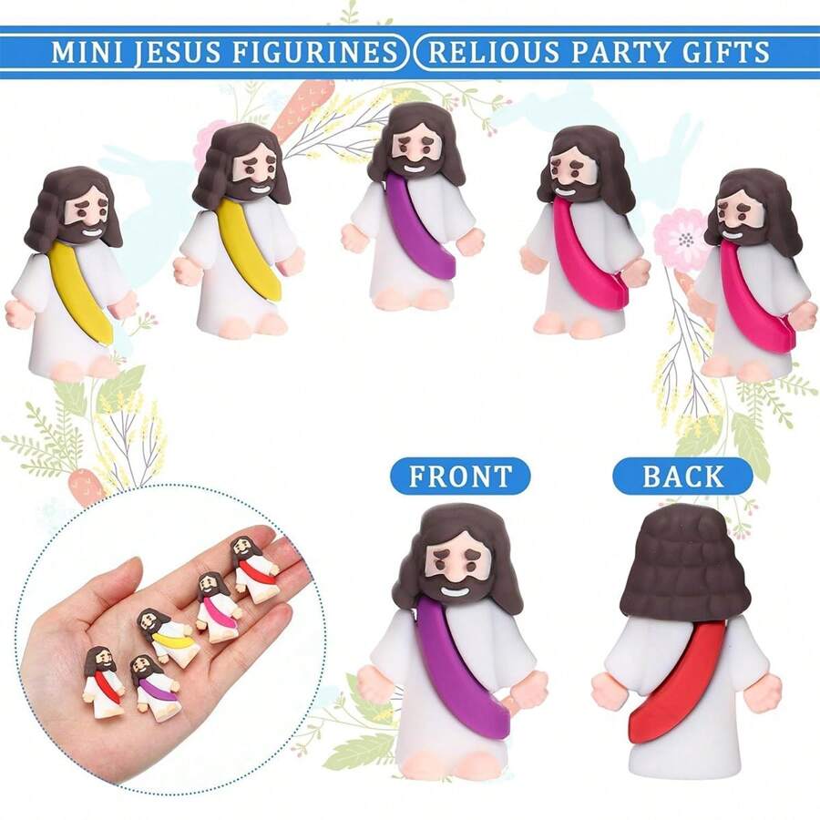 Yelakey Mini-Jesus Figuren 50 Stück - Kleine Religiöse Figuren In 8 Farben Mit Segensband