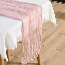 Balinese Gauze Crinkle Table Runner, European Style Linen Tablecloth Bohemian Style Table Runner For Wedding, Birthday, Party Decoration 180cm/70.87 Inch 300cm/118.11 Inch (1pc)