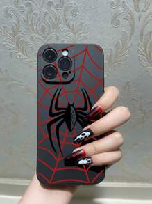 1pc Black Spider Web Design Shockproof Soft Phone Case Compatible With IPhone, Compatible With Huawei, Honor, Compatible With Xiaomi, Compatible With Redmi, Compatible With Oneplus, Compatible With Pixel, Compatible With Samsung,International Version, Not The Domestic Version - Black - View 5