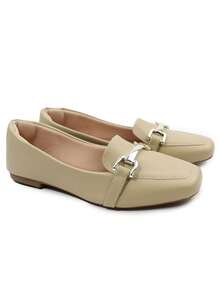 Sapato Sapatilha Feminina Bico Quadrado Mocassim com ABS