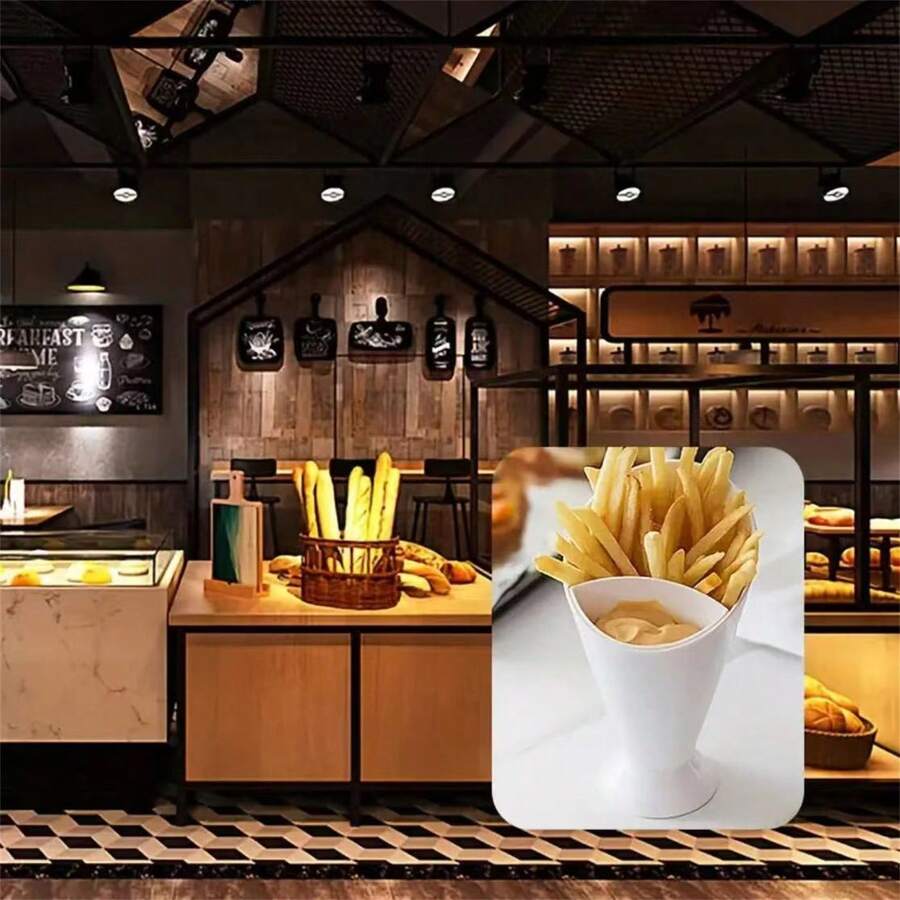 2-In-1 French Fries Ketchup Holder For Restaurant Cup: Keep Your Fries & Sauce Neatly Organized - White - View 1