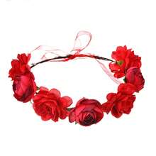 1 Miếng Lớn Thực tế Hoa hồng Hoa vương miện Dây buộc tóc , Phong cách Bohemian Tóc Đồ trang trí Cho đám cưới , Ảnh Prop , Buổi tiệc , bờ biển Kỳ nghỉ , Du lịch - Nhiều màu - Xem 4