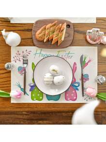 1 Miếng lễ Phục sinh Con thỏ Lanh Đệm Với Hấp thụ nước Chức năng , Phương Tây Bàn Thảm ăn Đối với Phòng bếp Và Phòng ăn - ba con thỏ - Xem 5