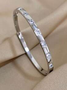 1 件优雅水钻细手链钛钢金色手链女士简约手镯适合派对日常婚礼生日珠宝礼物