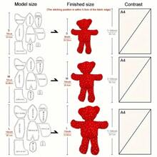 1 Set Acrylic Memory Teddy Bear Sewing Template, 10pcs, For Halloween, Christmas, Birthday Decorations, Gift Giving For Festival. Comes With Ruler, Templates, And Cutting Guidelines. - Multicolor - View 5
