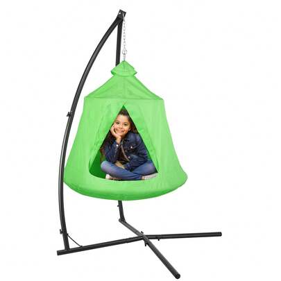 MAMIZO X-Shaped Hammock Chair Stand W/Swing Chair, Hanging Tree Tent Canopy W/Steel Frame, Indoor Outdoor Egg Basket Patio Seat W/Adjustable Solid Stand, Bedroom Porch Balcony Garden 330lb