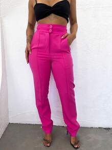 Women Pants - 玫紅色 - 查看 1