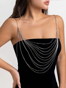 1 Miếng Đúng mốt Và Gợi cảm Kim loại Con rắn Khúc xương Chuỗi Dây chuyền cơ thể Với Tua Đối với phụ nữ - vàng - Xem 2