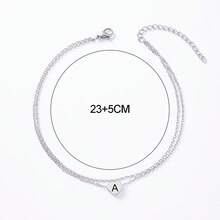 suteyi A-Z字母圖案小心臟鏈銀色不銹鋼腳鍊 - 銀色 - 查看 3