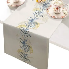 1pc Linen Table Runner, Spring Flowers Tablecloth For Farmhouse Home Kitchen Dining Table Party Decoration - Multicolor - View 4