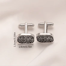 一对流行的经典复古罗马图案袖扣，适合时尚男士衬衫、衬衫袖子和袖扣，是返校万圣节配饰教师节礼物的理想选择 - 銀色 - 查看 2