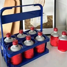 1pc Portable Foldable Beer Rack & Beverage Holder, Six Hole Handheld Cup Rack, Coffee Collection Basket, Desktop Drink Display Rack, Suitable For Picnic, Camping, Party Gathering, Travel, Car Use - Red - View 6