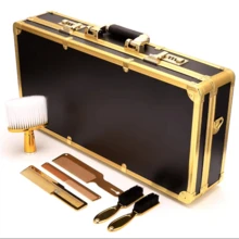 1個美髮工具包,燒鋁合金美妝箱,適用於沙龍,多功能便攜式美容箱,帶剪刀收納格 - 彩色 - 查看 2