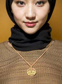 1pc Stainless Steel Yazd Delrisha Pendant Necklace, Couple Jewelry