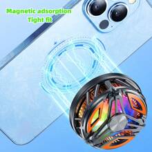 1 Stück schwarzer Magnethalterung mit RGB Lichteffekt und 15W Halbleiter-Kälteaggregat, schnelle Wärmeableitung für Handy und Tablet, Halbleiter Kühlkörperclip-Ventilator für Gaming und Live-Streaming, leise Gaming E-Sport Zubehör, Telefonkühler
