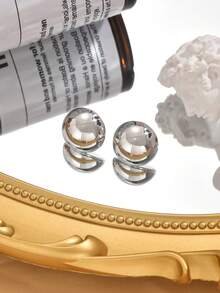 1雙迷你、簡單、時尚、耐配的鋼珠耳針。涼感色調,女性日常穿戴的可愛飾品 - 金色 - 查看 3