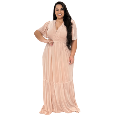 Vestido Feminino Festa Plus Size Tule Brilho Madrinha G1 G2 G3