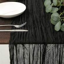 Balinese Gauze Crinkle Table Runner, European Style Linen Tablecloth Bohemian Style Table Runner For Wedding, Birthday, Party Decoration 180cm/70.87 Inch 300cm/118.11 Inch (1pc)