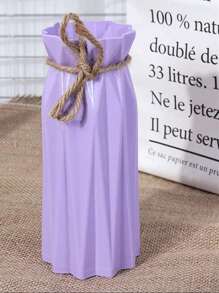 1入組堅固的紫色可摺疊塑料花瓶,適用於餐廳、客廳、陽台、咖啡店、臥室、書房