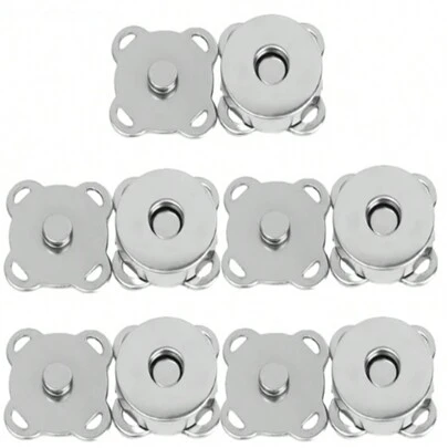 Kit 5 Botões Magnéticos 18mm Fecho Imantado Prata Para Costurar Bolsa Casaco imã Magnetizado