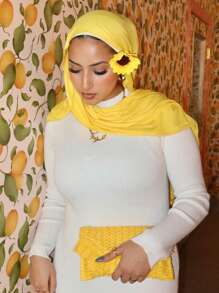 1Pc Soft Chiffon Scarf Shawl Long Scarf Wrap For Evening Dresses, Chiffon Hijab Scarves Headwrap For Women Elegant For Abaya Accessories Veiled Clothes,Beach,Holiday - Multicolor - View 12