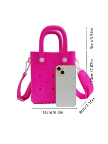 Bolso mini de EVA, bolso de mano con adorno de dibujos animados de color desmontable, bolsa de almacenamiento impermeable y accesorios con estilo, bolsa de almacenamiento multifuncional portátil, bolsa de goma de dibujos animados a juego, ideal para viajes, bolsas de mujer para vacaciones y días festivos, necesidades de playa, esenciales de playa, cosas de playa y esenciales de verano, la mejor bolsa para mujeres para ambiente de playa