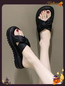 女式夏季戶外平底防滑休閑拖鞋 - 黑色 - 查看 2