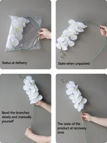 1pc 35.82in Artificial Orchid Flower Stem, 8 Heads Classic White Butterfly Orchid, Suitable For Wedding, Party, Home Decor, Holiday - Pure White - View 2