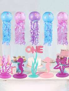 1 Set Linterna De Papel De La Sirenita Para La Fiesta Debajo Del Mar, Lindo Decoración Colgante De Medusa Diy En Temática De Océano, Decoraciones De Fondo Para Fiestas De Cumpleaños Para Niños Y Niñas Y Baby Shower - Linterna de papel sirena rosa - Ver 7