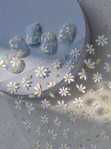 5D Embossed Spring Flowers Nail Sticker Daisy Adhesive Nail Art Decoration Decals Manicure Design Nail Stickers DIY - White - View 2