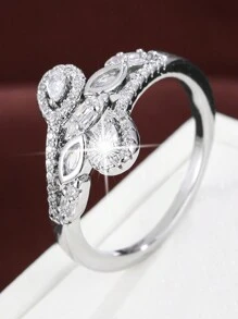 1 件橄欖樹枝形戒指,適合少女,個性化設計,附水鑽 - 彩色 - 查看 13