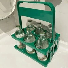 1pc Portable Foldable Beer Rack & Beverage Holder, Six Hole Handheld Cup Rack, Coffee Collection Basket, Desktop Drink Display Rack, Suitable For Picnic, Camping, Party Gathering, Travel, Car Use - Red - View 7