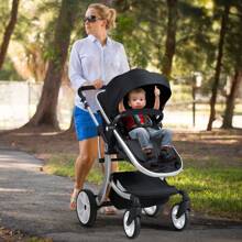 Baby Pushchair, Foldable Infant Stroller With Rain Cover, Mosquito Net, Carry Bag, Adjustable Backrest/Handle/Canopy, Convertible Buggy Pram For 0-3 Years - Black - View 8