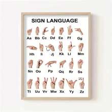1張手語學習海報,適用於家居學校裝飾,abc字母遊戲和教育,8*10英寸,無框 - 多色 - 查看 1