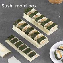 1 Set Sushi Mold Tools Kit, 3pcs Rice Roll Mold, Seaweed Roll Making Tools, Including Round, Heart, Square Sushi Mold