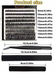 Asiteo 360 Cụm DIY Nối dài mi Bộ dụng cụ - Dây da roi Các cụm Với Và Niêm phong Keo dính Để loại bỏ Dây da roi Cái nhíp 30 40D Dây da roi Các cụm C Uốn xoăn Lông mi đơn  Bộ dụng cụ - Nhiều màu - Xem 7