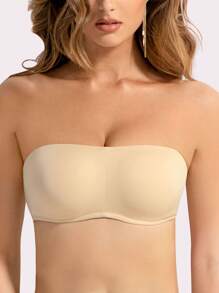 YANDW Seamless Full Coverage Wire-Free Multi-Way Strapless Bra With Removable Pads, Beige - Apricot - View 4