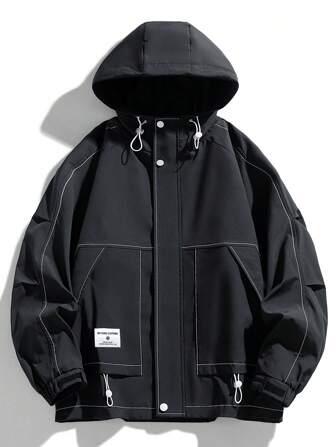 Men's Solid Color Hooded Casual Outdoor Hiking Camping Mountaineering Softshell Sport Jacket