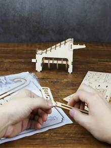 51pcs/Set Diy Wooden Roller Coaster Track With Ball Model, 3d Puzzles Construction Kit, Best Gift,Football,Wooden Ball,Diy Wood,Model Kit,Football,Puzzle