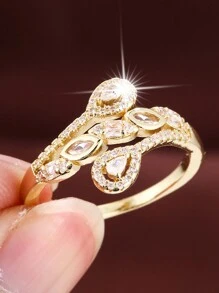 1 件橄欖樹枝形戒指,適合少女,個性化設計,附水鑽 - 彩色 - 查看 3