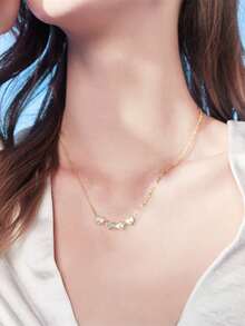 1 件多款式女式三葉草鈦鋼項鍊,簡約鎖骨鏈,可拆卸,簡約精緻 - 金色 - 查看 6